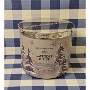 New Bath & Body Works Lavender Pine 3-wick Candle